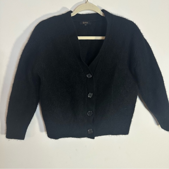quince Sweaters - Quince 100% Cashmere Black Button Front Cardigan Sweater S